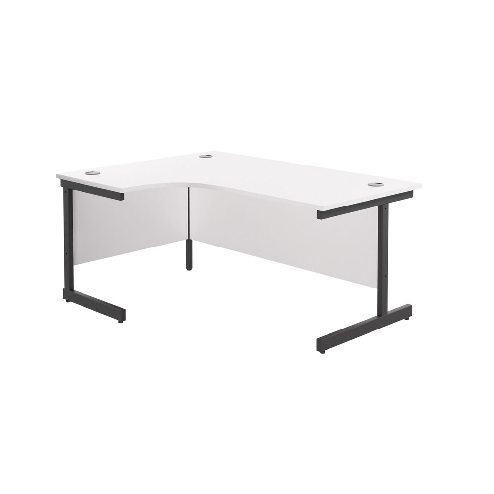 Jemini Radial Left Hand Single Upright Cantilever Desk 1600x1200x730mm White/Black KF819677