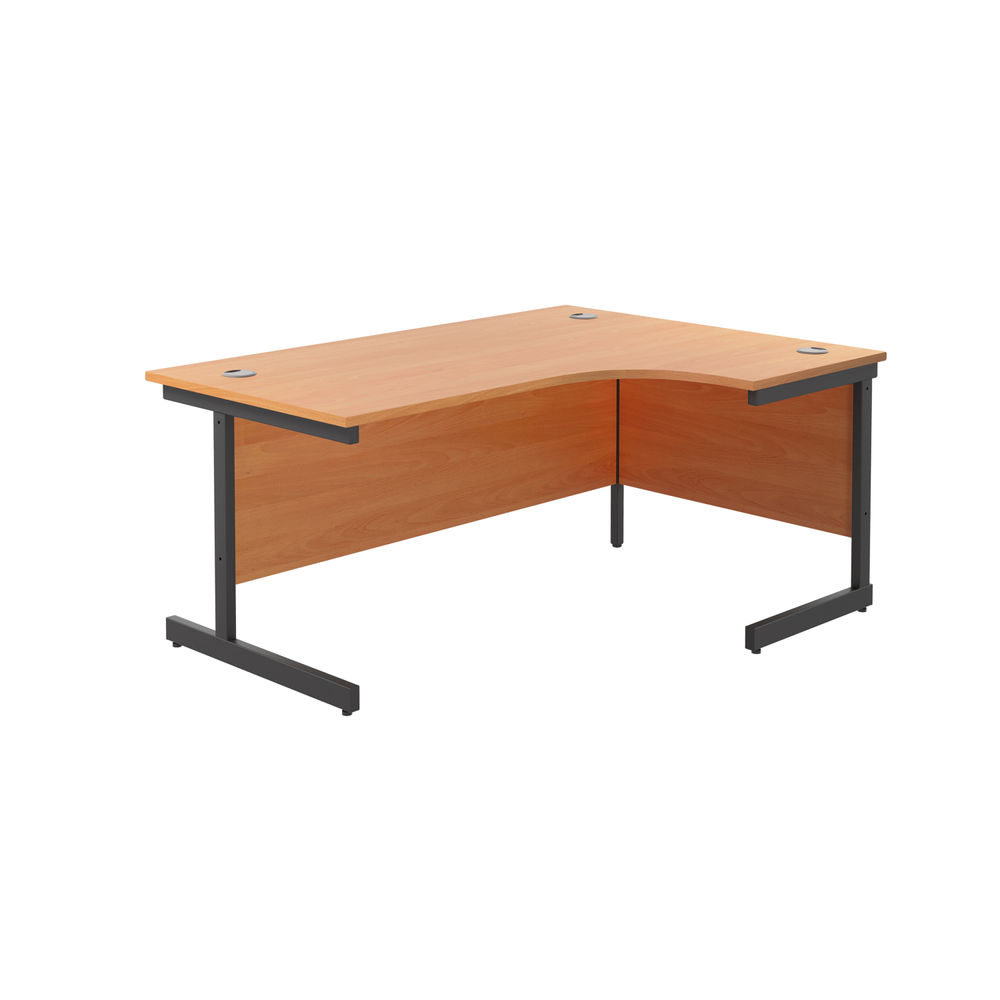 Jemini Radial Right Hand Single Upright Cantilever Desk 1600x1200x730mm Beech/Black KF819684