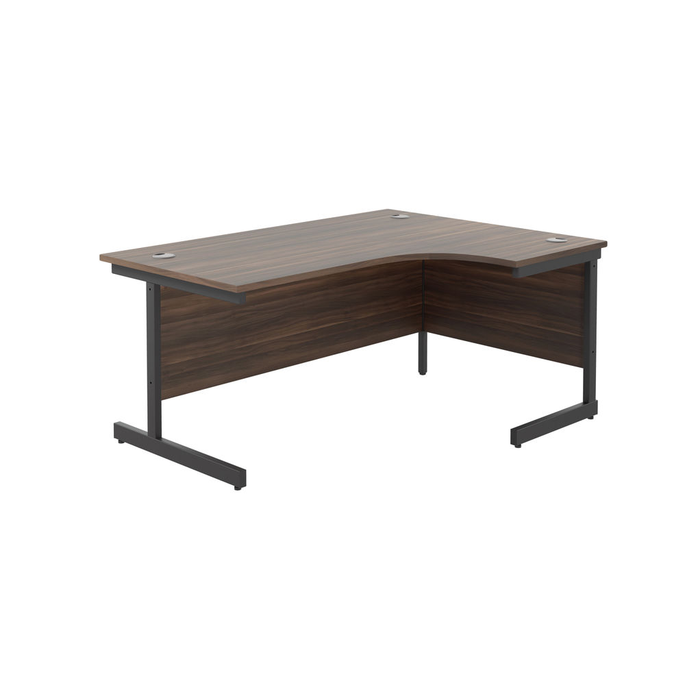 Jemini Radial Right Hand Single Upright Cantilever Desk 1600x1200x730mm Walnut/Black KF819707