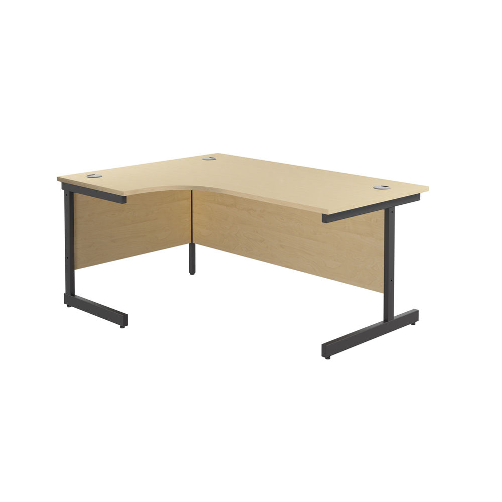 Jemini Radial Left Hand Single Upright Cantilever Desk 1800x1200x730mm Maple/Black KF819790