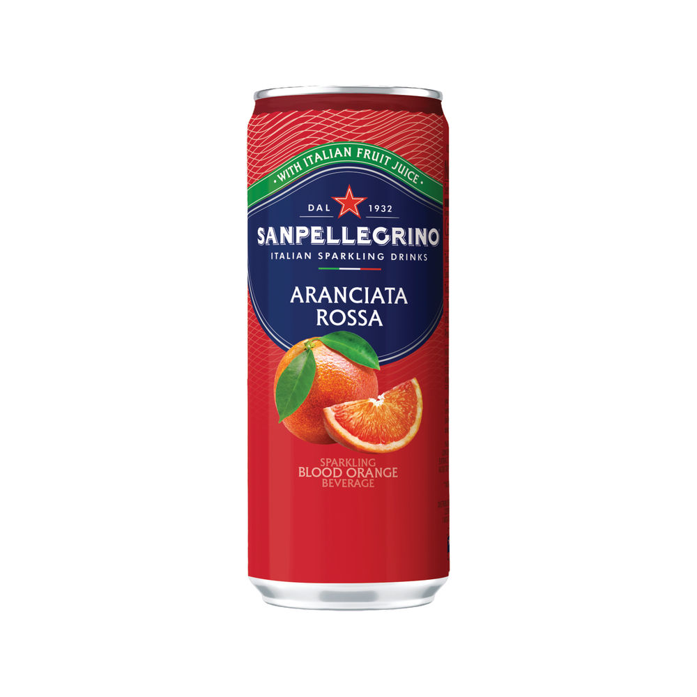 San Pellegrino Aranciata Rossa Orange/Blood Orange 330ml Can (Pack of 24) 12516080