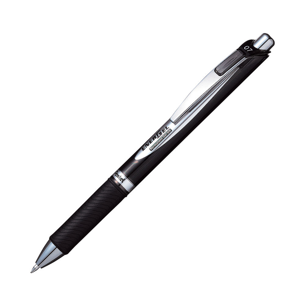 Pentel EnerGel Permanent Security Pen Medium Black (Pack of 12) BLP77-AX