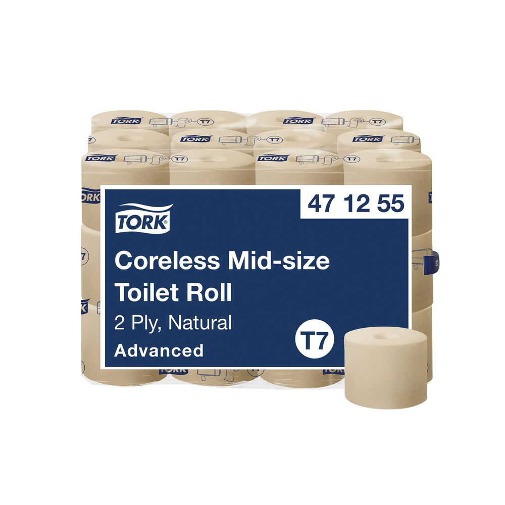 Tork Coreless Mid 2-Ply Toilet Roll Advanced Natural (Pack of 36)