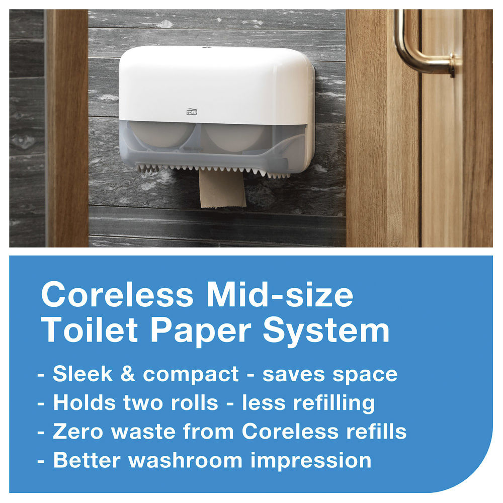 Tork Coreless Mid 2-Ply Toilet Roll Advanced Natural (Pack of 36)