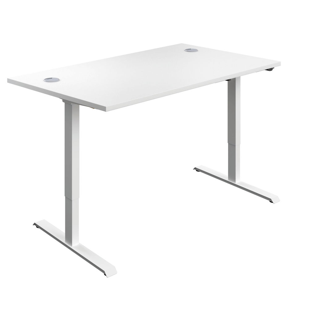 Jemini Economy Single Motor Sit/Stand Desk 1400x800x705-1220mm White/White KF820496