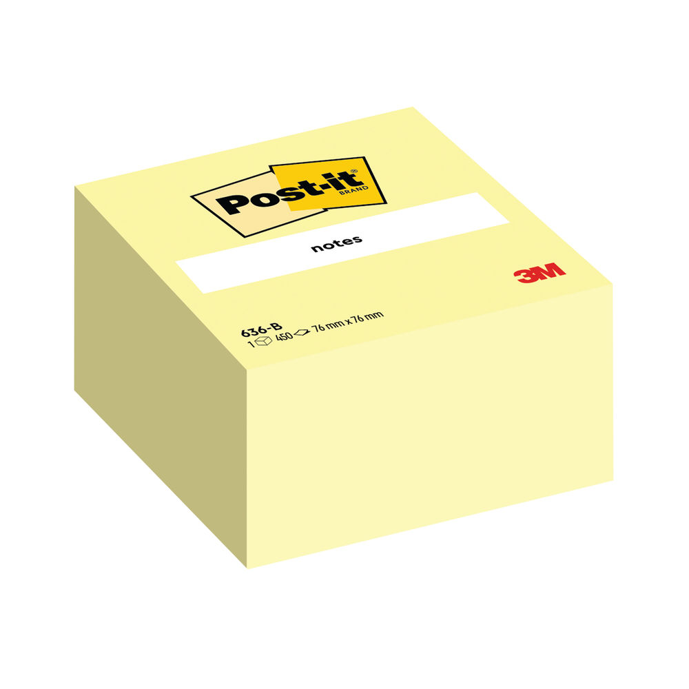 Post-it 76 x 76mm Canary Yellow Notes Cube | 636B