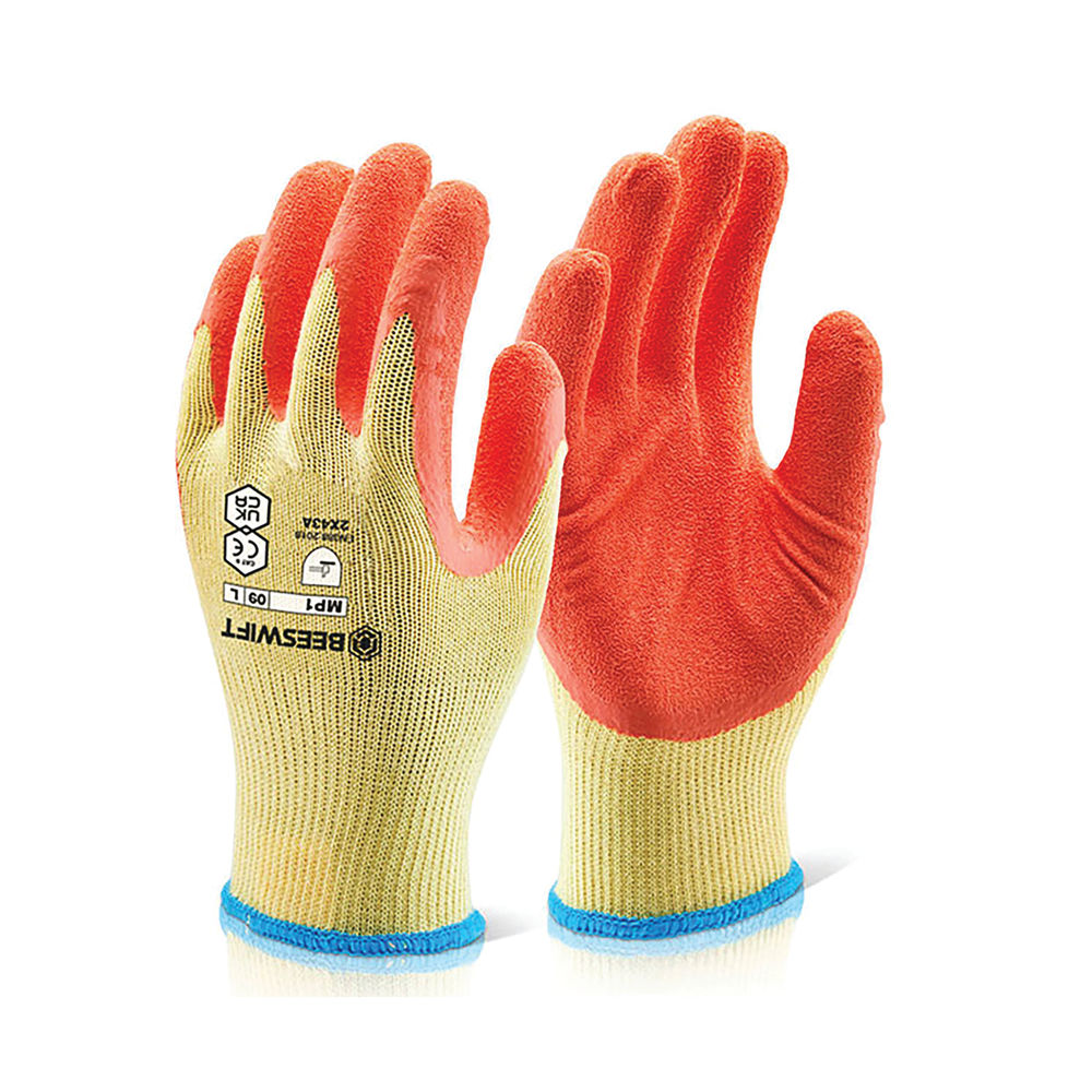 Beeswift Multipurpose Gloves Latex Coated Palm Large Orange/Yellow 1 Pair MP1ORL