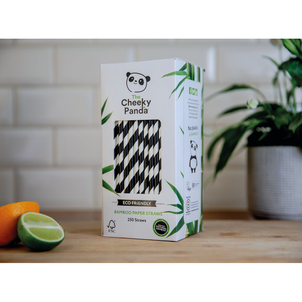 Cheeky Panda Bamboo Paper Straw Black Stripes (Pack of 250)