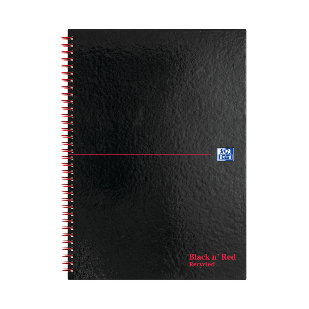 Black n' Red Wirebound Recycled Ruled Hardback Notebook A4 (Pack of 5) 100080189