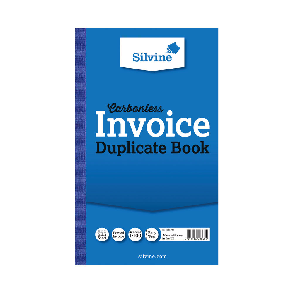 Silvine Carbonless Duplicate Invoice Book 210x127mm (6 Pack) 711-T