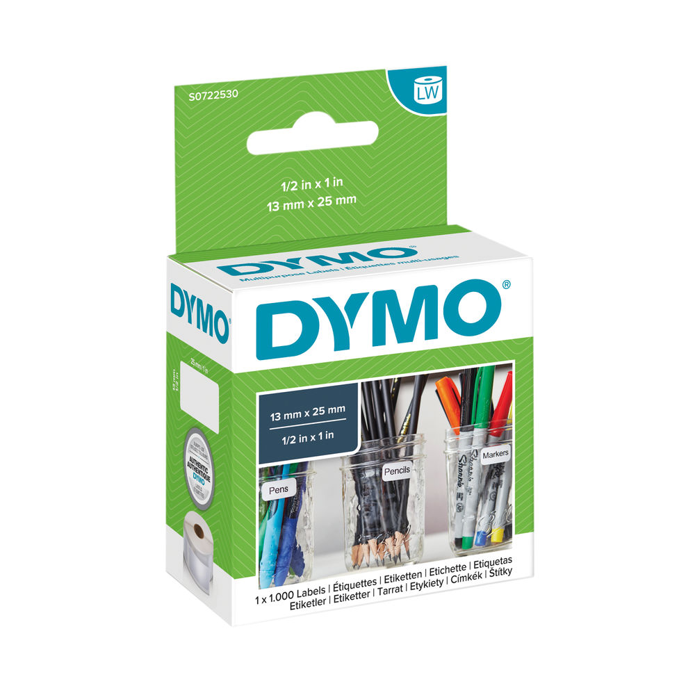 Dymo 11353 LabelWriter Labels 13mmx25mm White (Pack of 1000) S0722530