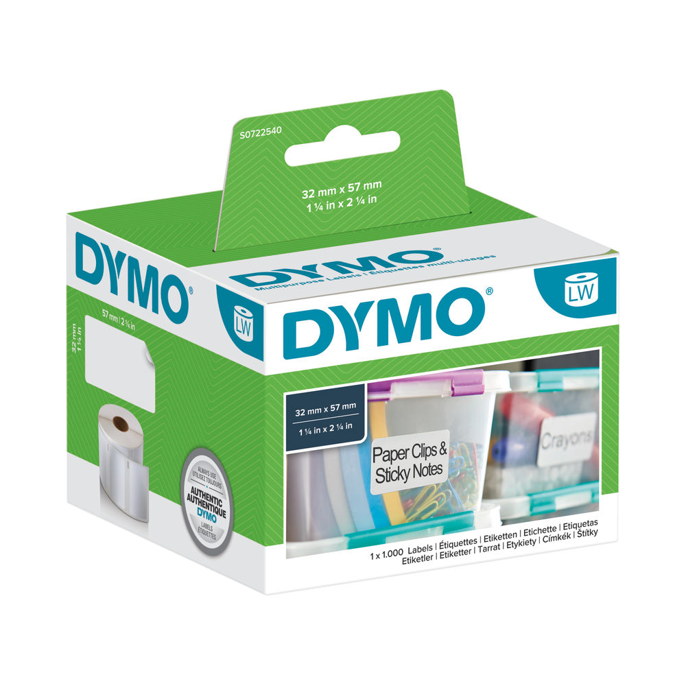 Dymo White Multi-Purpose Labels 57x32mm (1000 Pack) S0722540