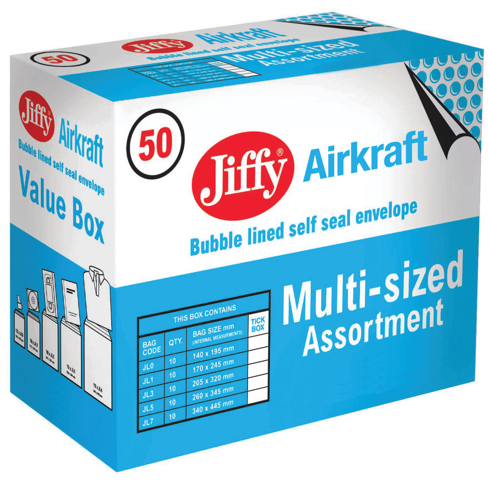Jiffy AirKraft Bag Assorted Sizes Gold (50 Pack) JLSELA