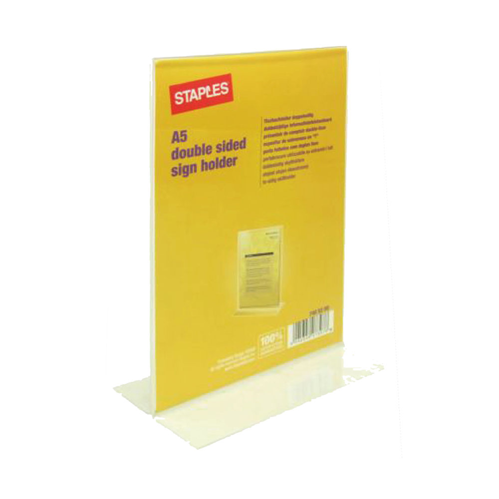 Staples Display Stand Desk A5 216 x 150 x 70mm Plastic Clear