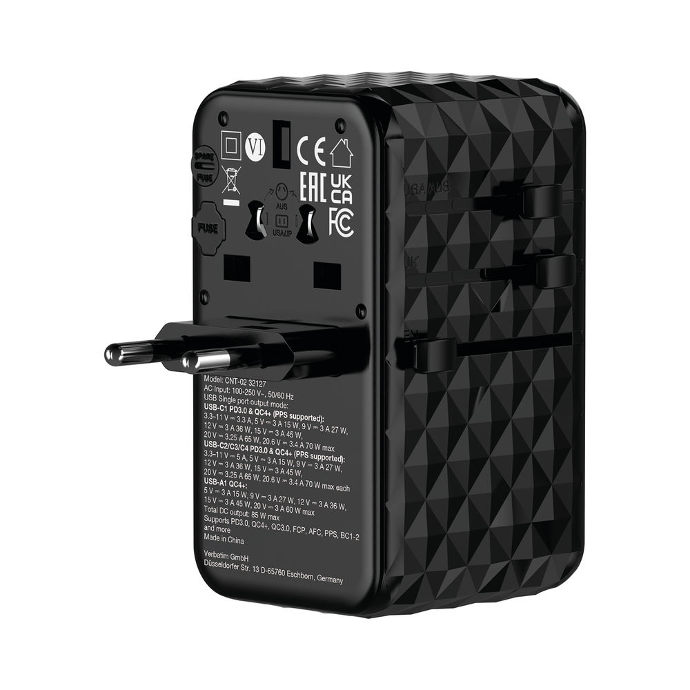 Verbatim Charge n Travel GaN III Universal Travel Adapter 85W 32127