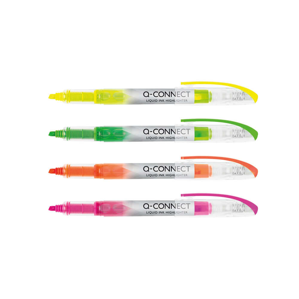 Q-Connect Liquid Ink Highlighter Assorted (Pack of 4)