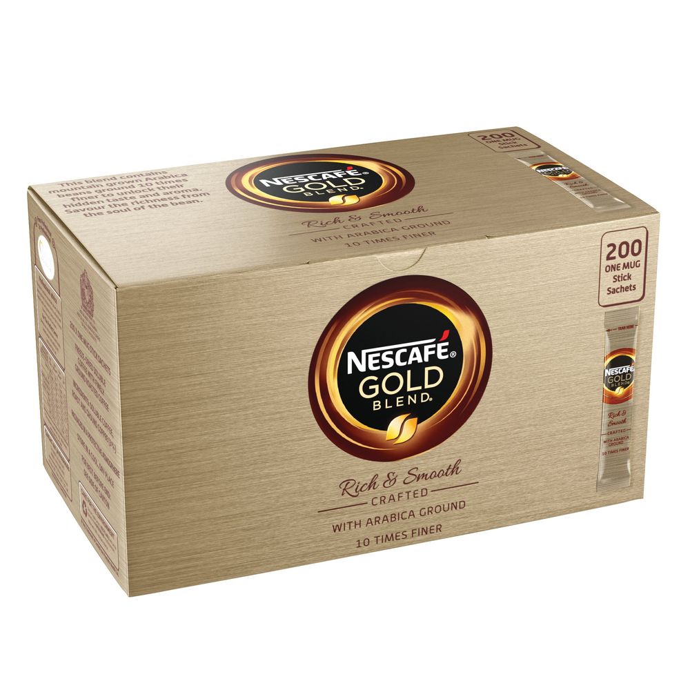 Nescafe Gold Blend One Cup Sticks Coffee Sachets (200 Pack) 12151864