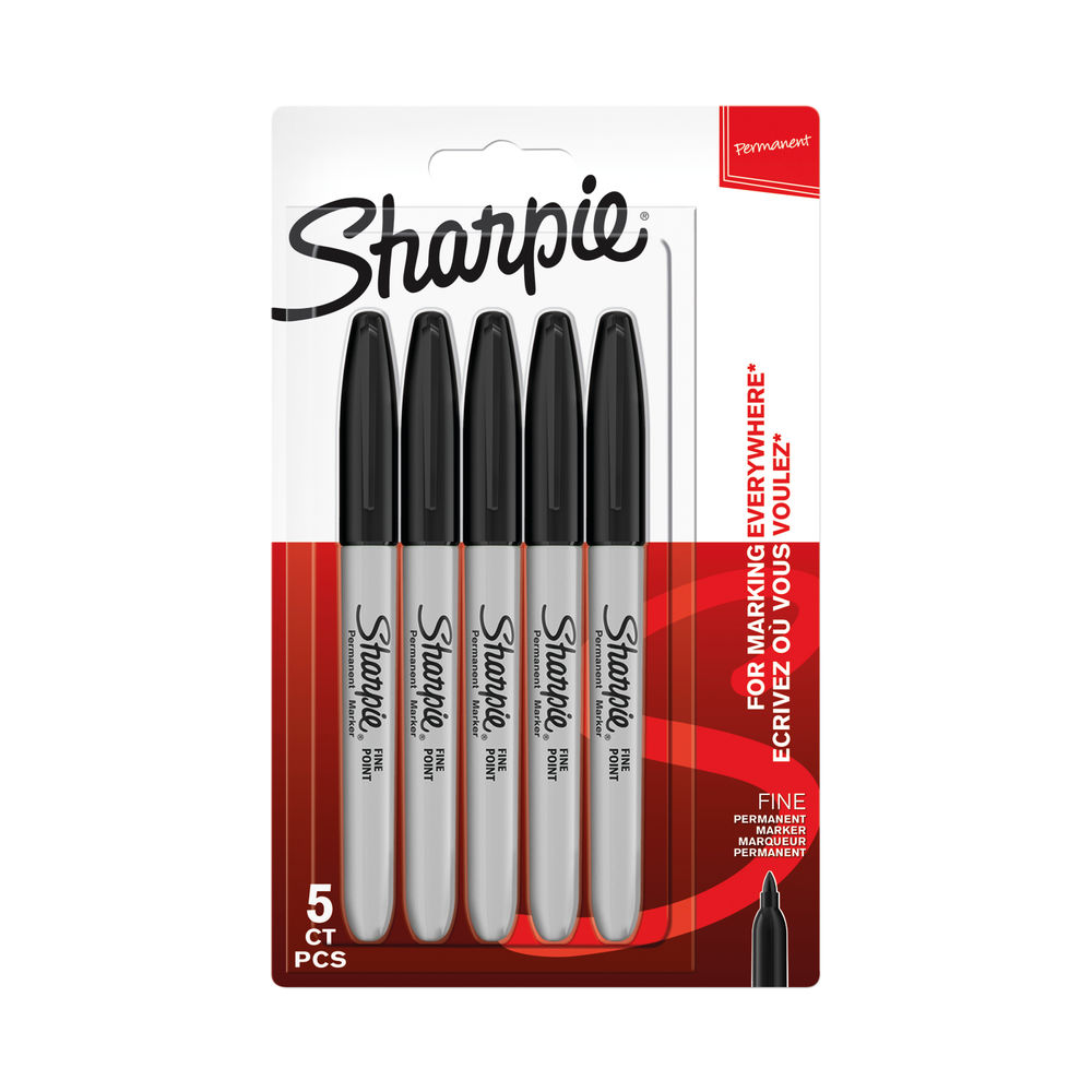 Sharpie Black Fine Permanent Marker (Pack of 5) - 1986051