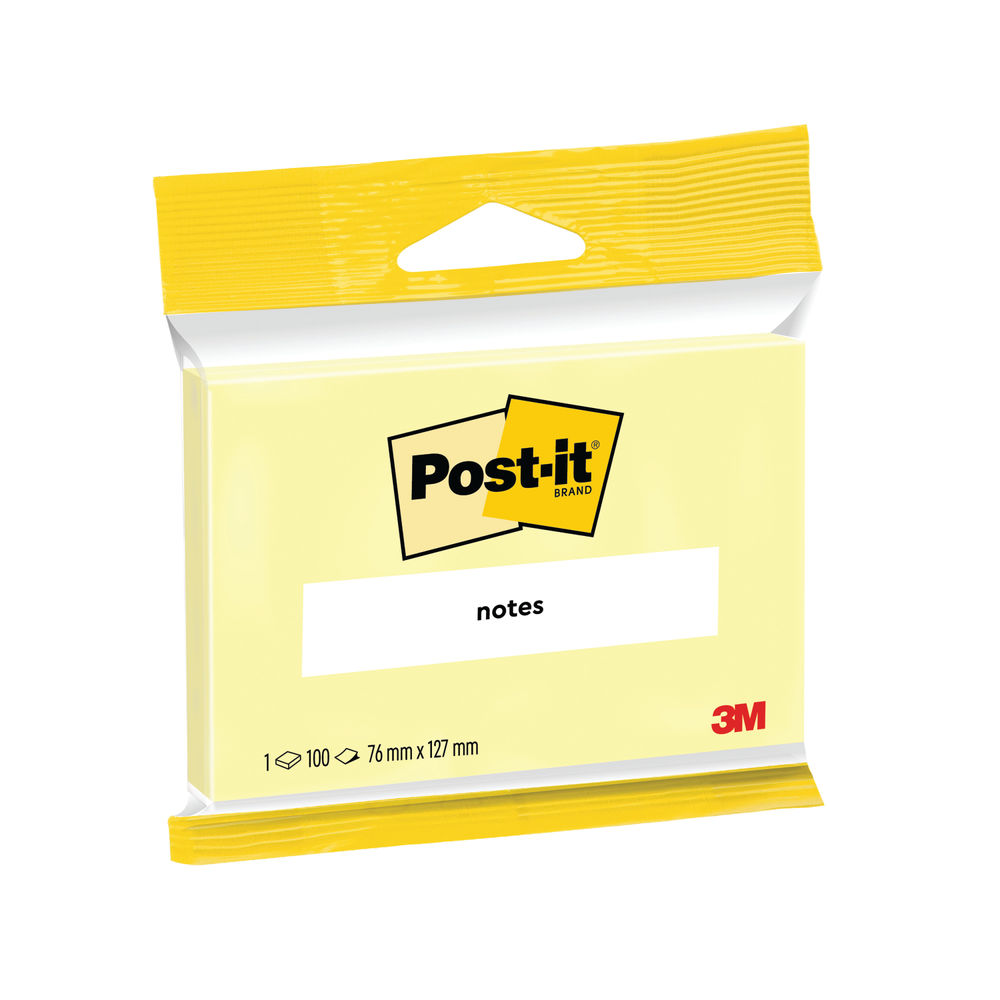 Post-it Notes Canary Yellow 76 x 127mm, Pack of 12