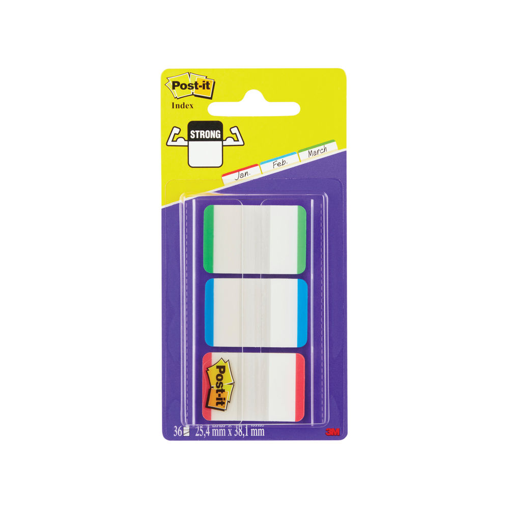 Post-it 25mm Red, Green and Blue Index Tabs, Pack of 66 | 686L-GBR