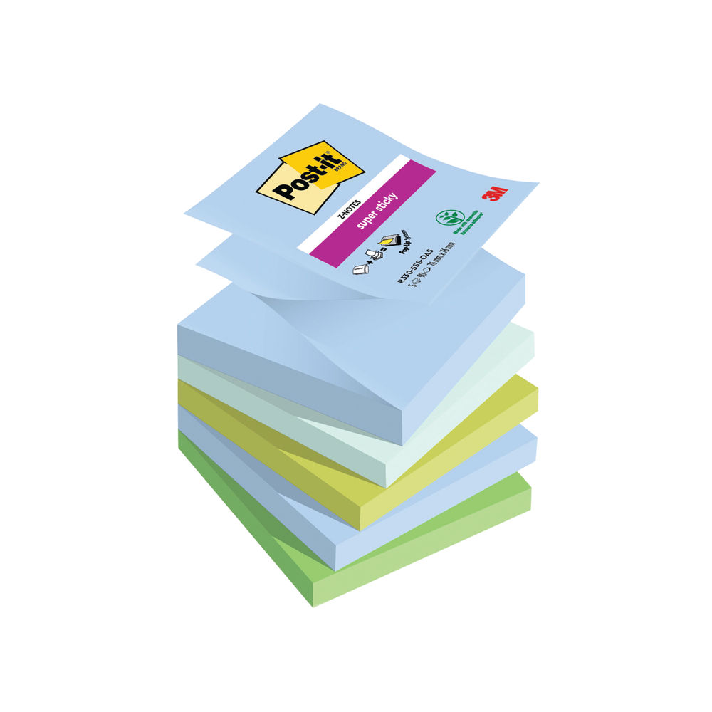 Post-it Super Sticky Z Notes Oasis 76x76mm 90 Sheet (Pack of 5) 7100258791