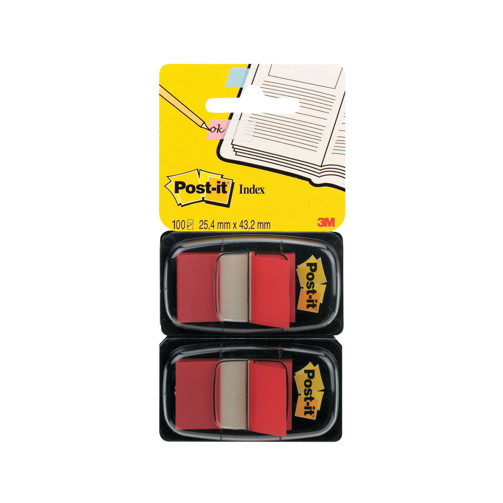 Post-it 25mm Red Index Tabs, Pack of 100 | 680-R2EU