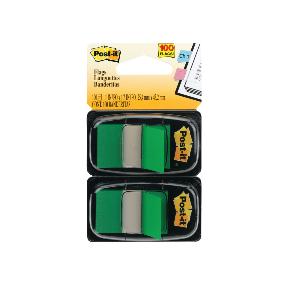 Post-it 25mm Green Index Tabs, Pack of 100 | 680-G2EU