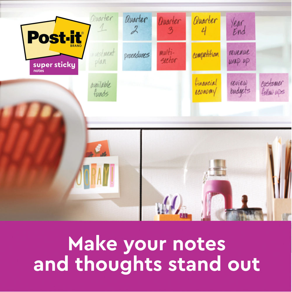 Post-it Super Sticky 76x127mm Carnival Collection Notes (Pack of 6)