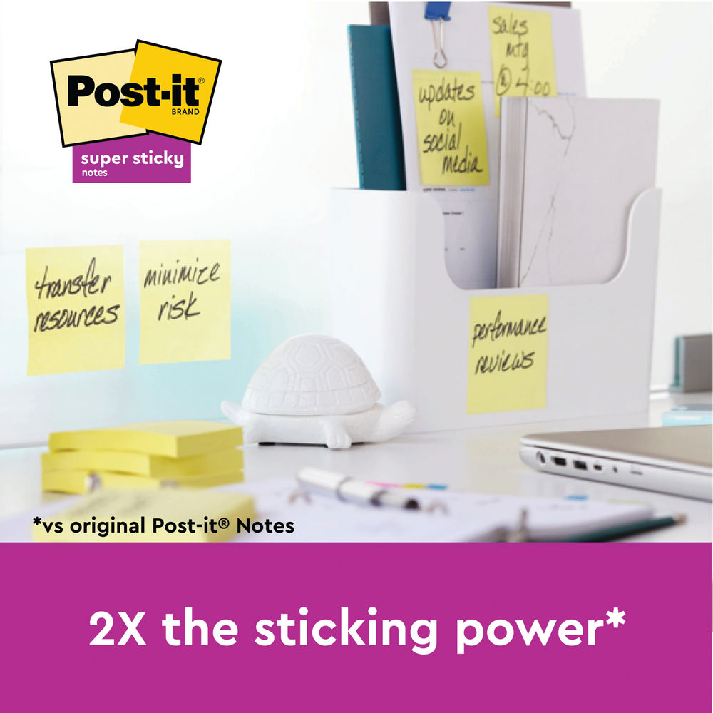 Post-it Super Sticky Recycled 76x76mm Yellow (Pack of 18)