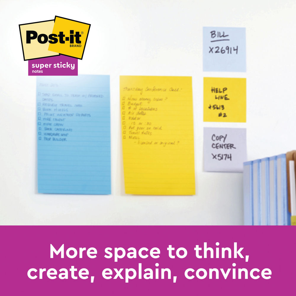 Post-it 101 x 152mm Canary Yellow Lined Notes, Pack of 6