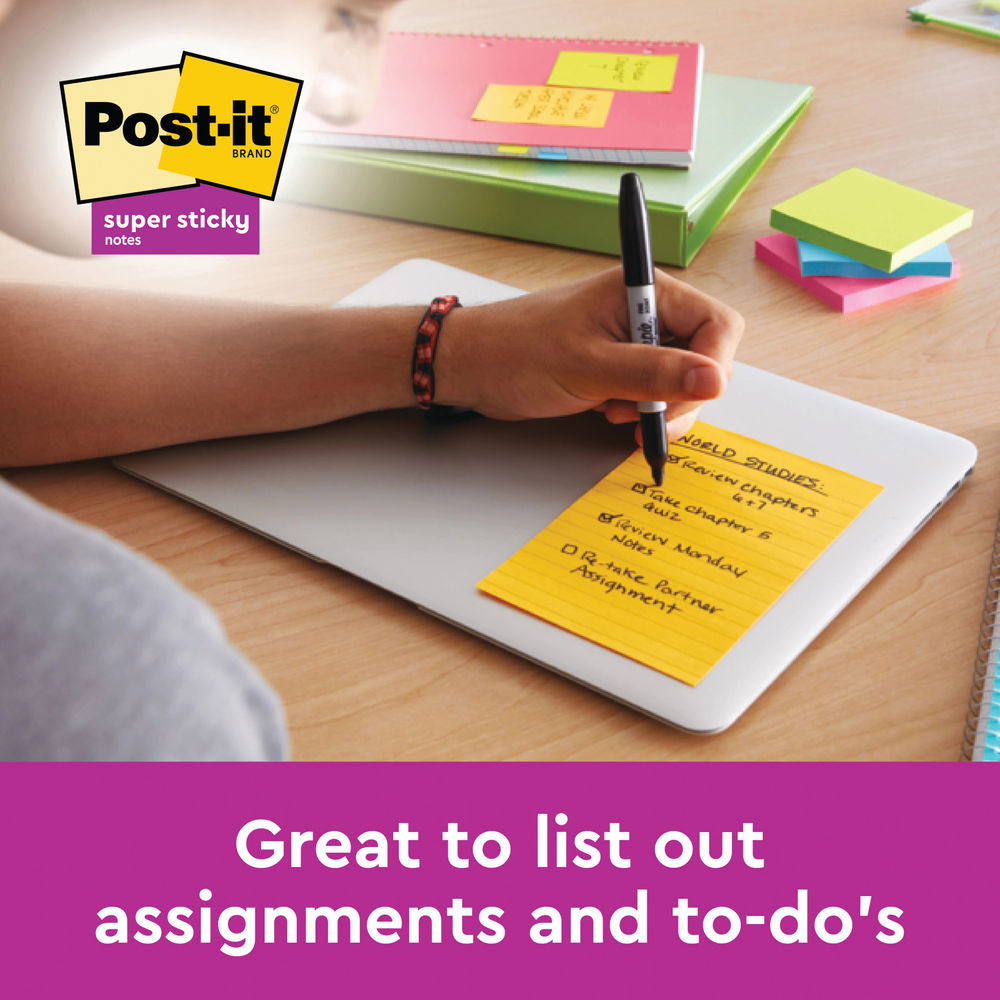 Post-it 101 x 152mm Canary Yellow Lined Notes, Pack of 6