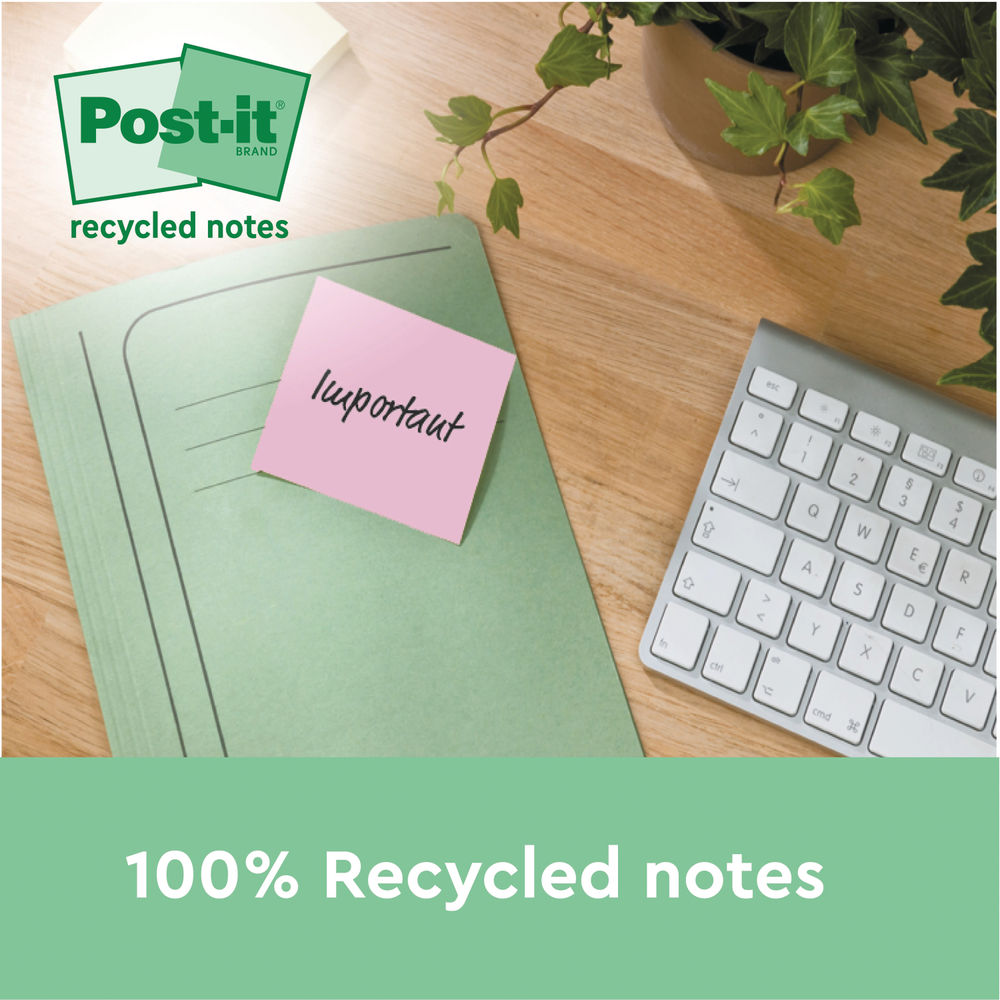 Post-it Super Sticky Recycled 76x76 Assorted (Pack of 18)