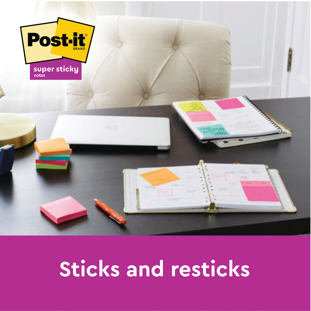 Post-it Super Sticky Notes 76x76mm 90 Sheets Carnival (Pack of 8 + 4 FOC)