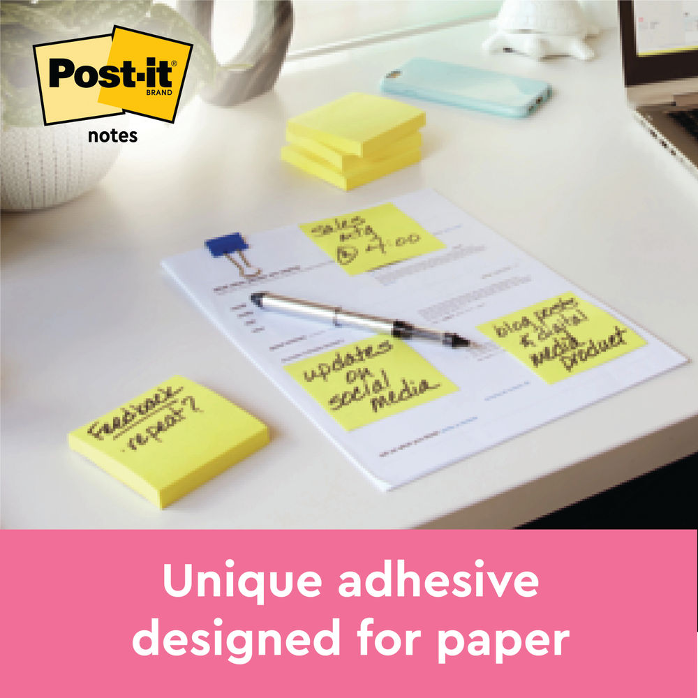 Post-it Z-Notes 76x76mm 100 Sheets Canary Yellow (Pack of 12)