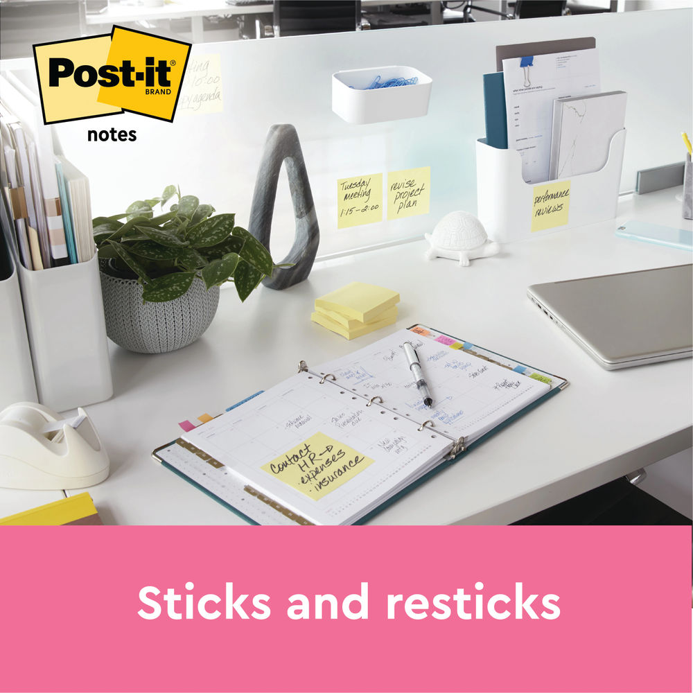 Post-it Z-Notes 76x76mm 100 Sheets Canary Yellow (Pack of 12)