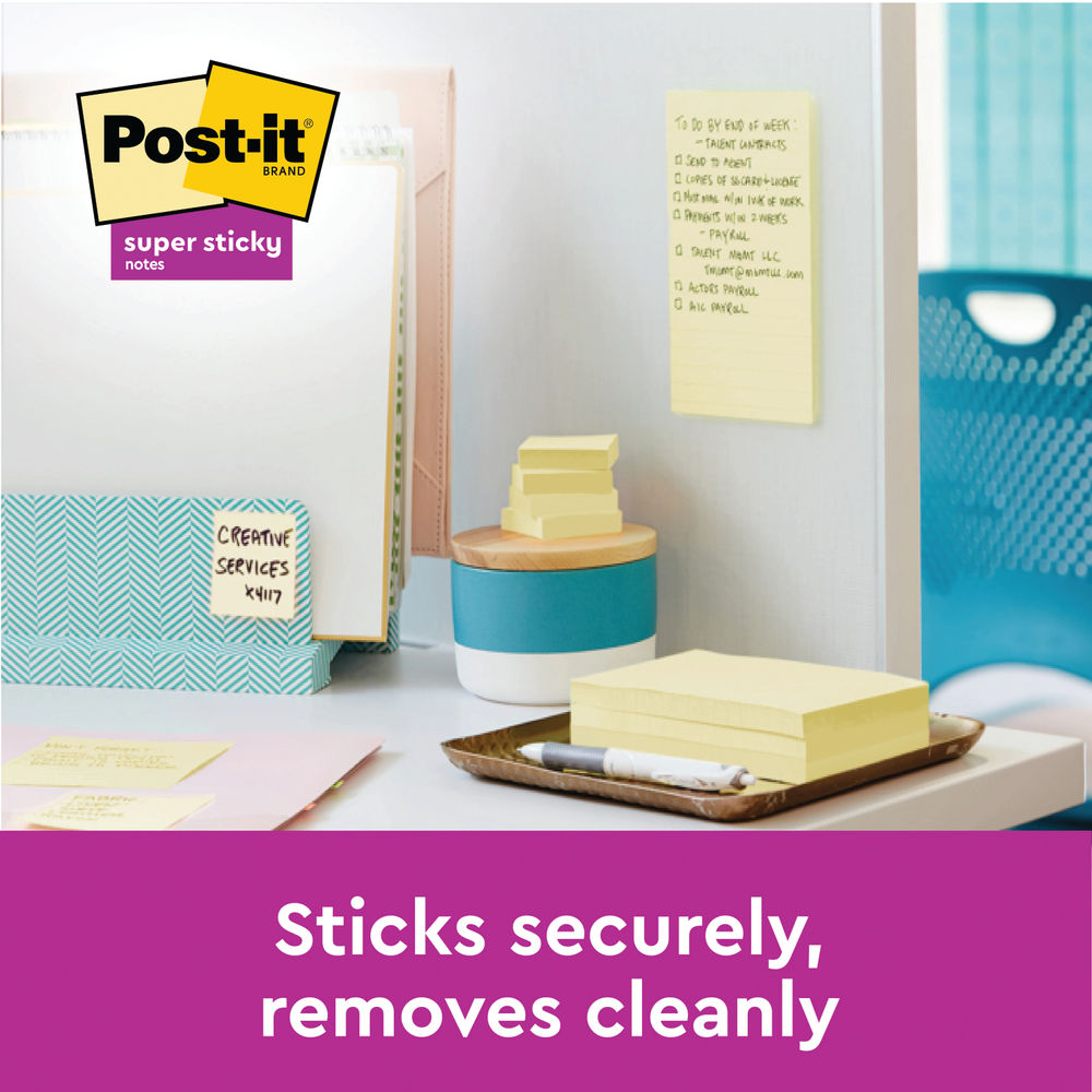 Post-it Super Sticky 76 x 127mm Canary Yellow Z-Notes (Pack of 12)