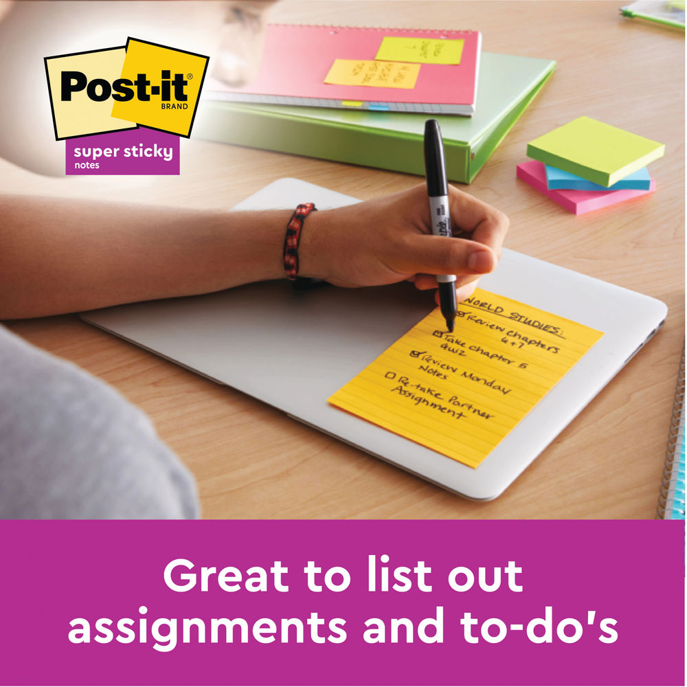 Post-it 101x152mm Neon Assorted Lined Notes (Pack of 6)