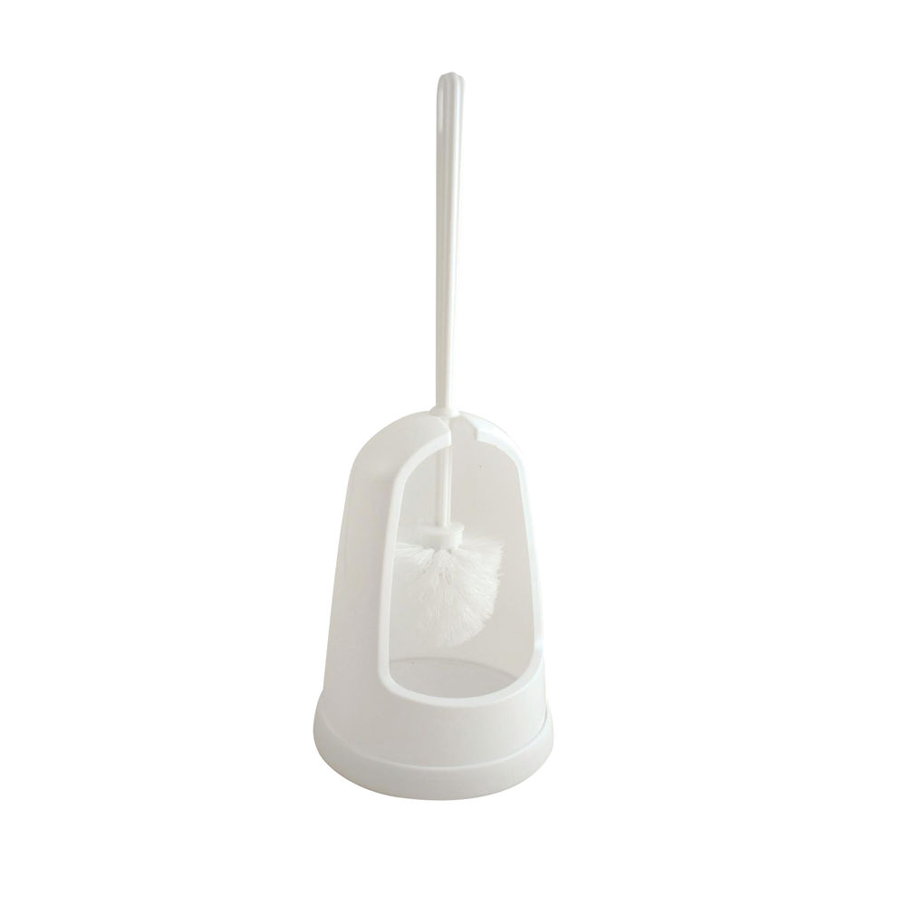 2Work White Semi-Enclosed Plastic Toilet Brush Set