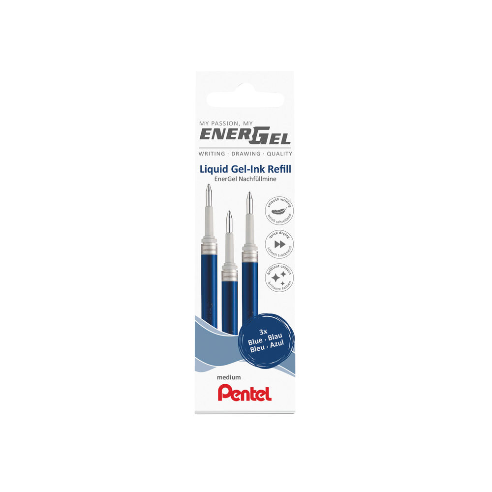 Pentel EnerGel Refill Wallet Blue (Pack of 3) LR7-3C