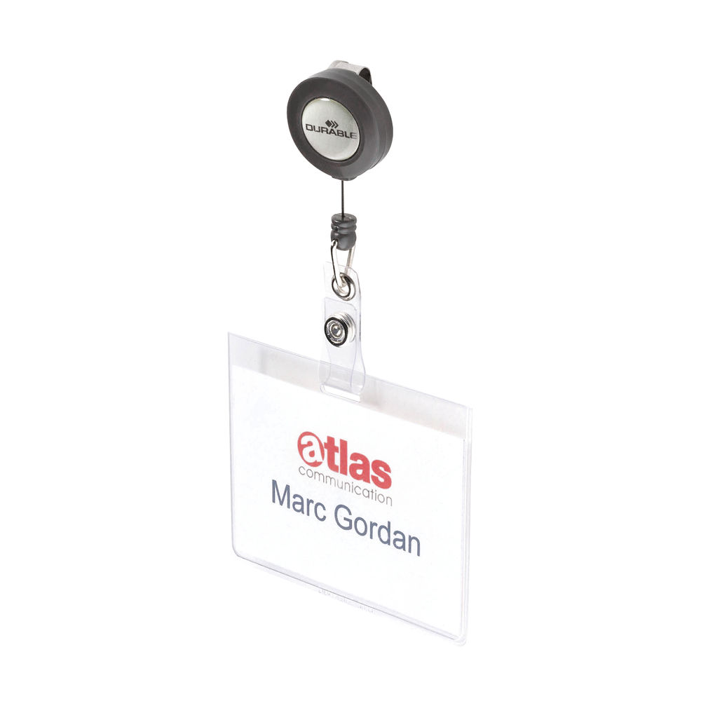 Durable Mono Security Pass Holder with Badge Reel Clear (Pack of 10) 8138/19