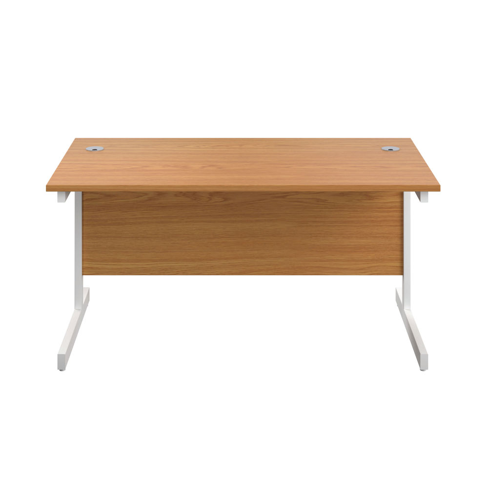 First 1600x800mm Nova Oak/White Single Rectangular Desk