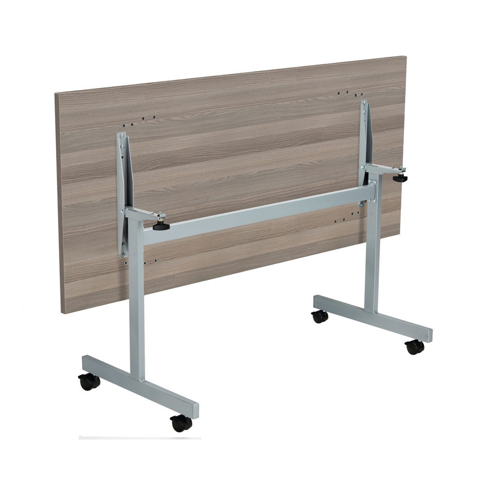 Jemini Rectangular Tilting Table 1600x800x730mm Grey Oak/Silver