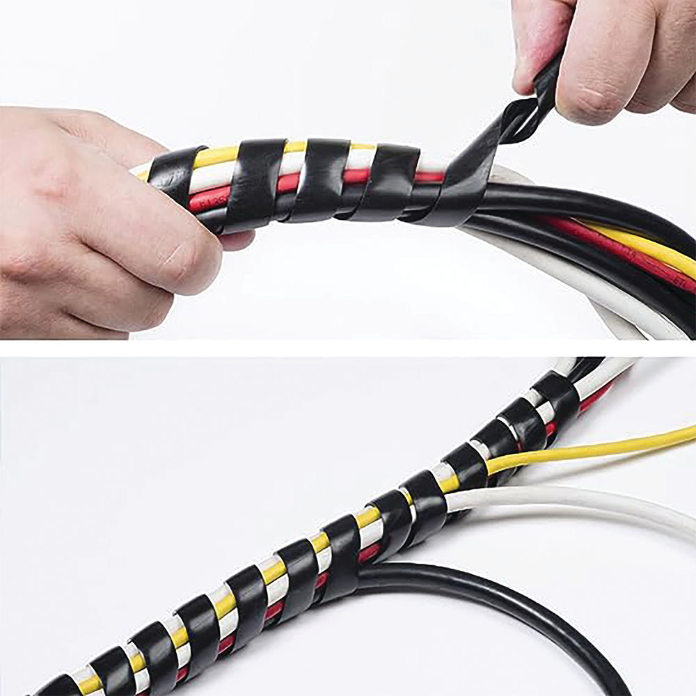 D-Line Cable Tidy Spiral Wrap 2.5m Black (Expands from 14mm to 40mm)