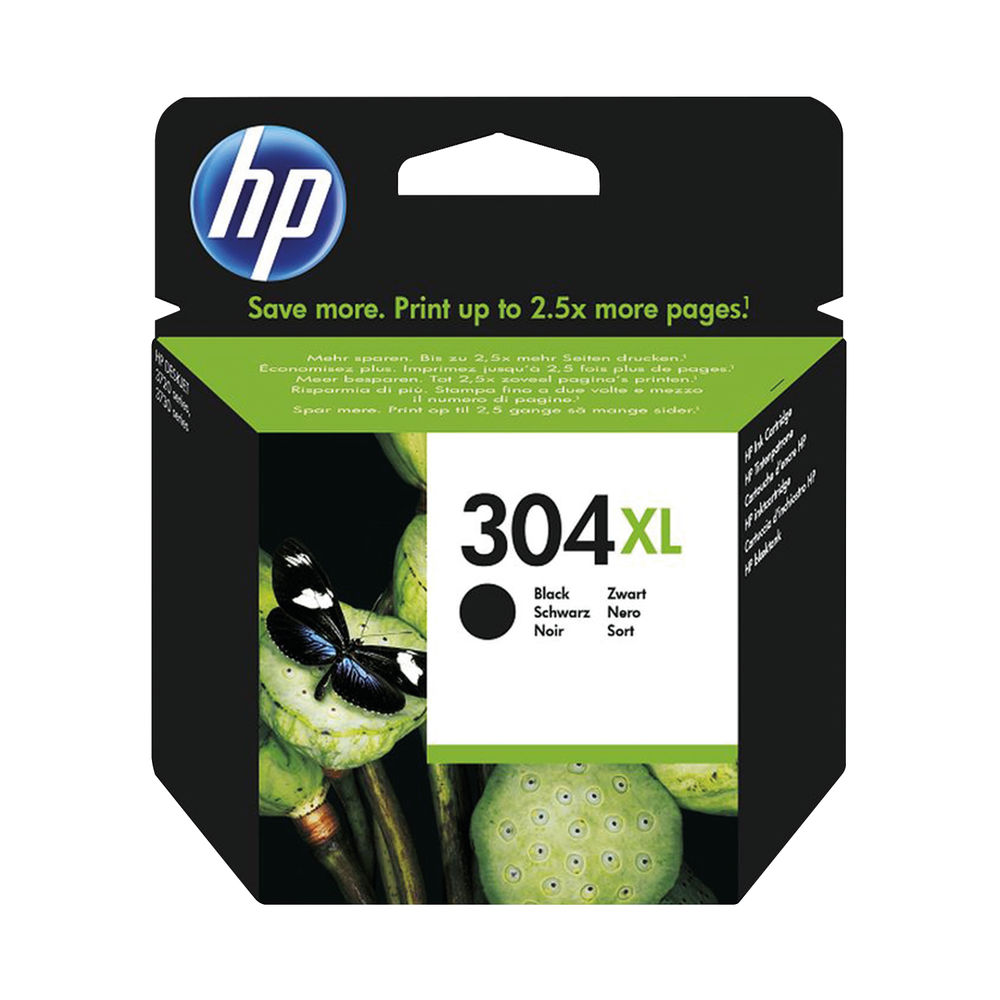 HP 304XL Black Ink Cartridge (High Yield, 300 Page Capacity) N9K08AE