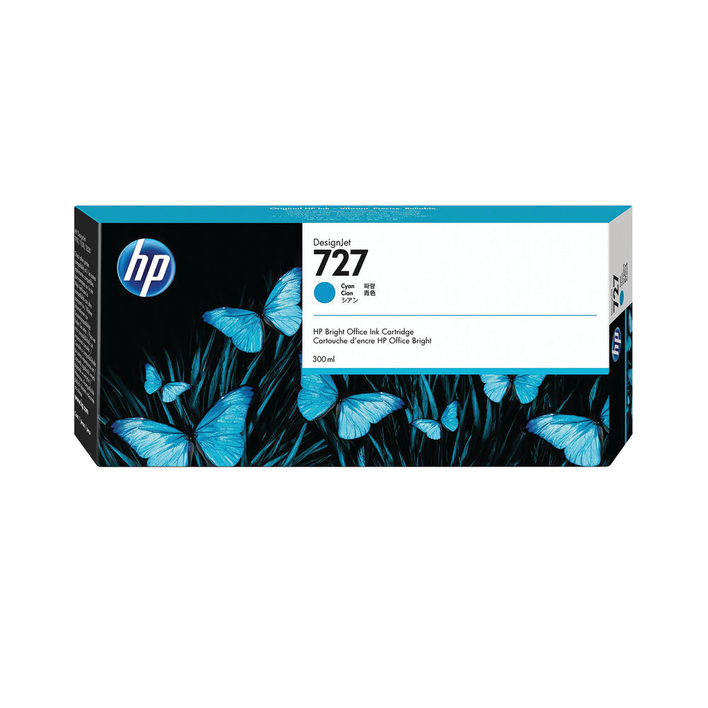 HP 727 DesignJet Cyan Ink Cartridge 300ml F9J76A