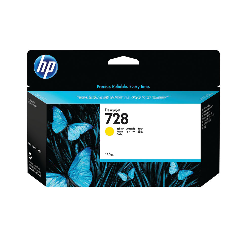 HP 728 DesignJet Ink Yellow Cartridge 130ml F9J65A