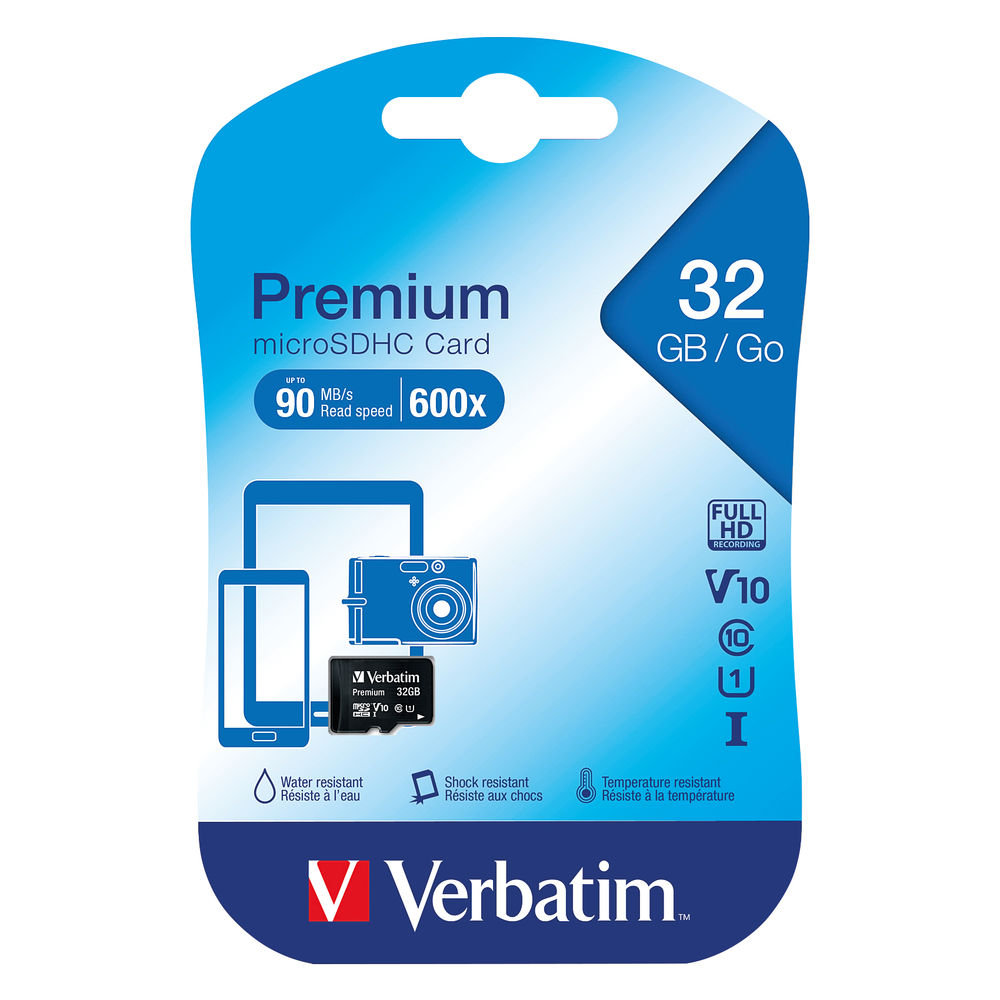 Verbatim 32GB Premium U1 microSDHC Memory Card | 44013