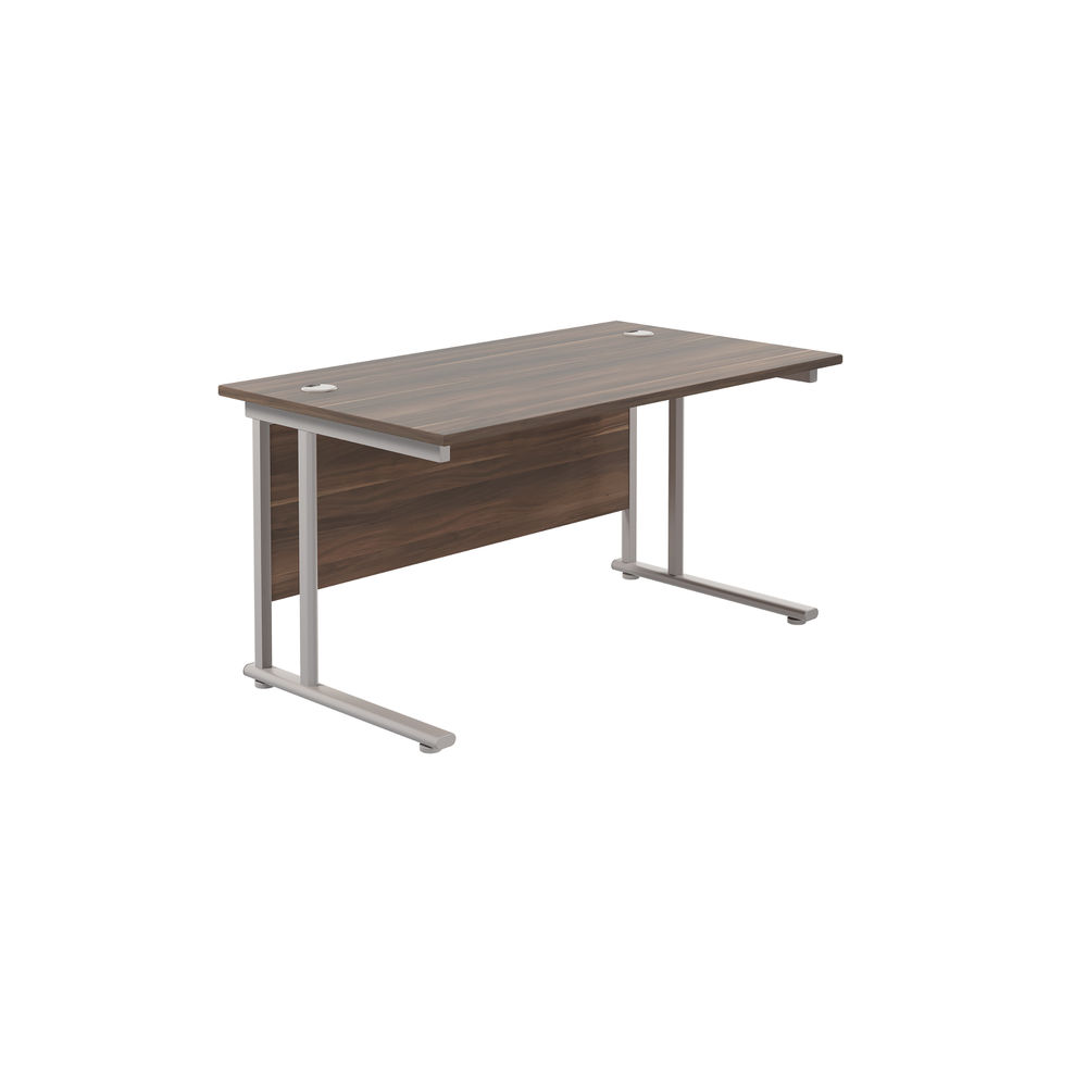 Jemini Rectangular Cantilever Desk 1200x800x730mm Dark Walnut/Silver KF806851
