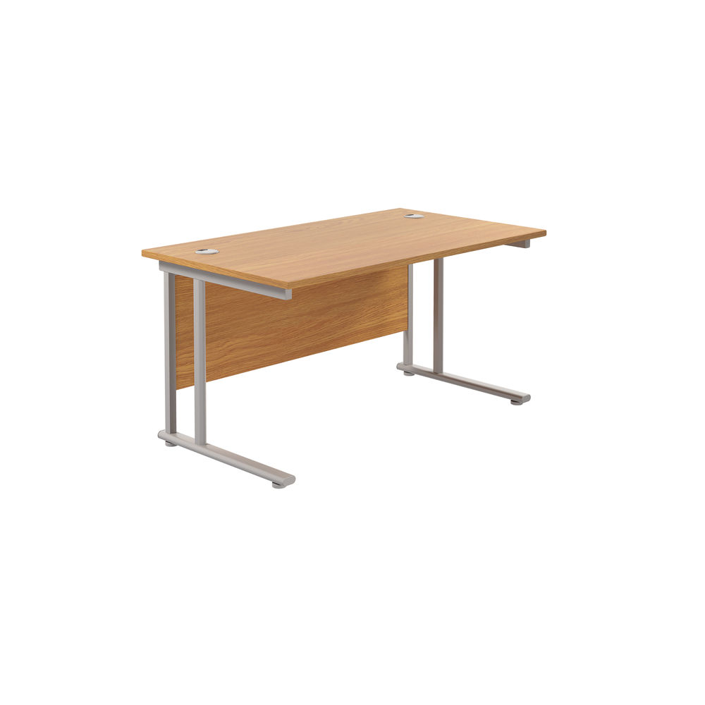 Jemini 1400x800mm Nova Oak/Silver Cantilever Rectangular Desk