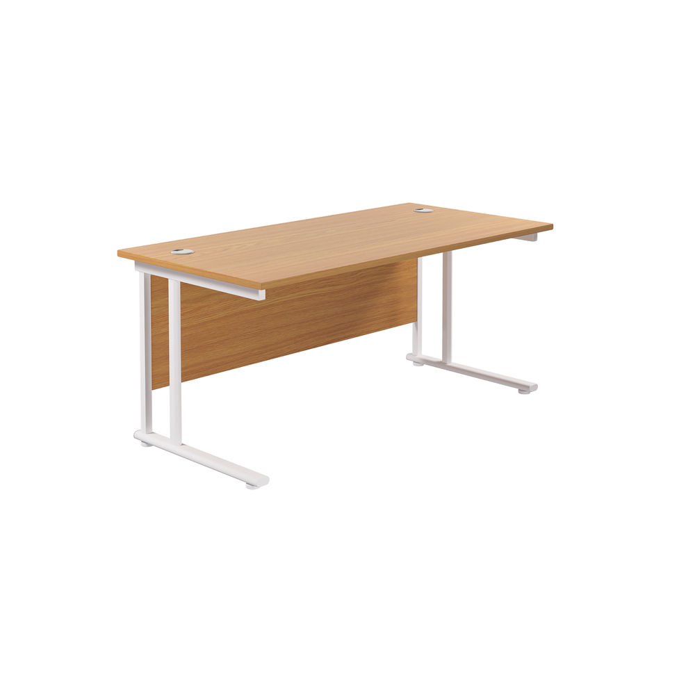 Jemini 1600x800mm Nova Oak/White Cantilever Rectangular Desk